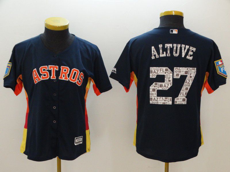 Women Houston Astros #27 Altuve Blue Spring Edition MLB Jerseys->houston astros->MLB Jersey